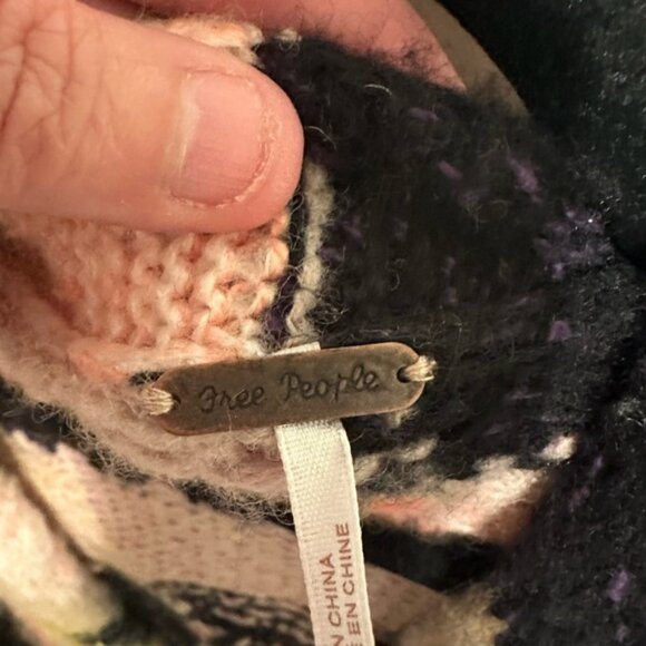 Free People Pink and Black Chunky Knit Cardigan Sweater - Picture 4 of 7